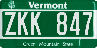 VT license plate ZKK847
