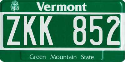 VT license plate ZKK852