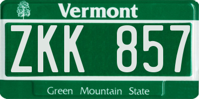 VT license plate ZKK857