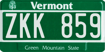 VT license plate ZKK859