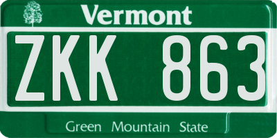 VT license plate ZKK863