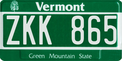 VT license plate ZKK865