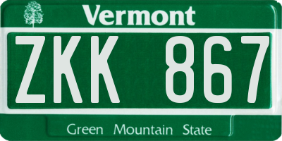 VT license plate ZKK867