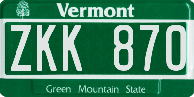 VT license plate ZKK870