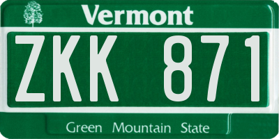 VT license plate ZKK871
