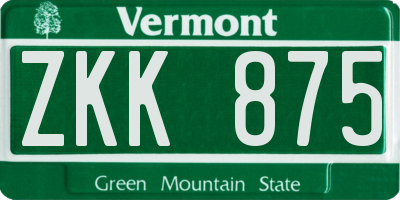 VT license plate ZKK875