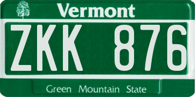 VT license plate ZKK876