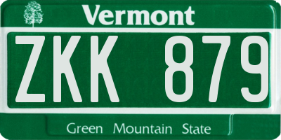 VT license plate ZKK879