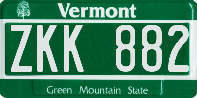 VT license plate ZKK882