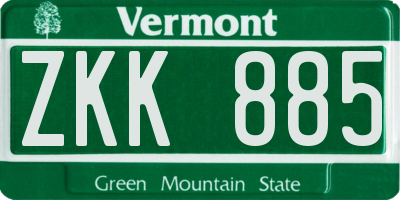 VT license plate ZKK885