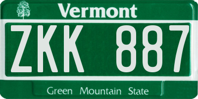 VT license plate ZKK887
