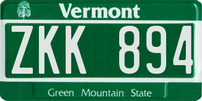 VT license plate ZKK894