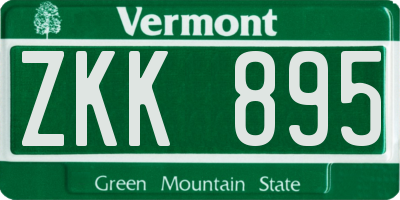 VT license plate ZKK895