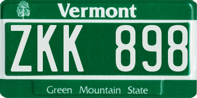 VT license plate ZKK898