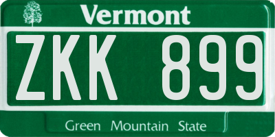 VT license plate ZKK899