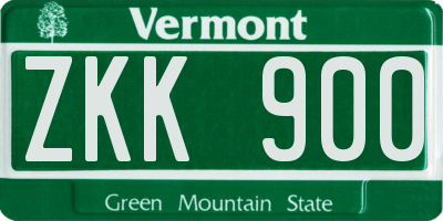 VT license plate ZKK900