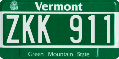 VT license plate ZKK911