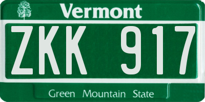 VT license plate ZKK917