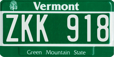 VT license plate ZKK918