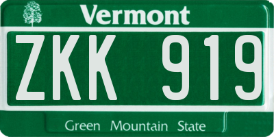 VT license plate ZKK919