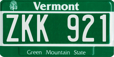 VT license plate ZKK921