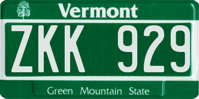 VT license plate ZKK929
