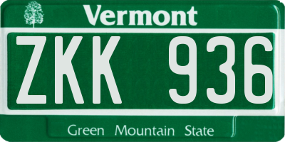 VT license plate ZKK936