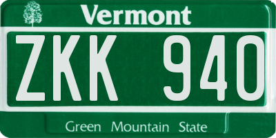 VT license plate ZKK940