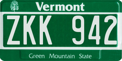 VT license plate ZKK942