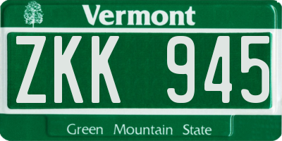 VT license plate ZKK945