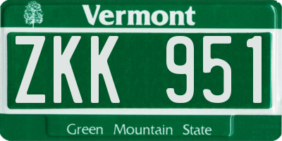 VT license plate ZKK951