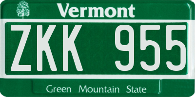 VT license plate ZKK955
