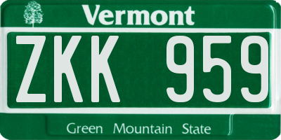 VT license plate ZKK959