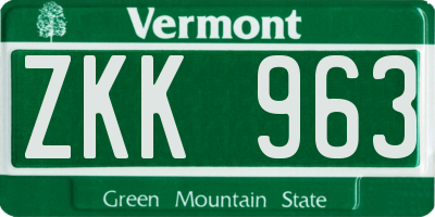 VT license plate ZKK963