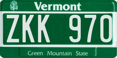 VT license plate ZKK970