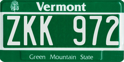 VT license plate ZKK972
