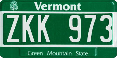 VT license plate ZKK973