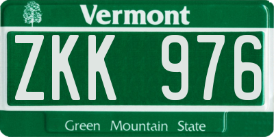 VT license plate ZKK976