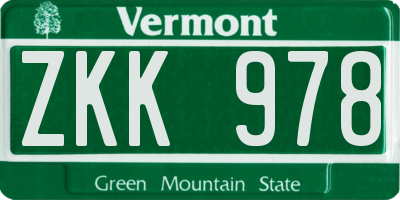 VT license plate ZKK978