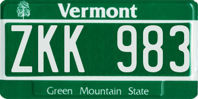 VT license plate ZKK983