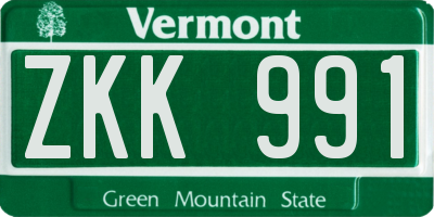 VT license plate ZKK991