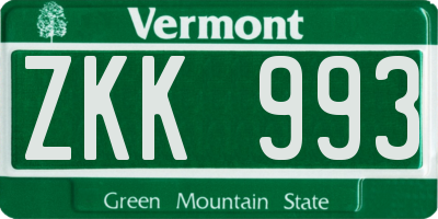 VT license plate ZKK993