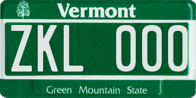 VT license plate ZKL000