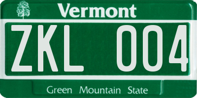 VT license plate ZKL004
