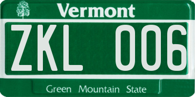 VT license plate ZKL006