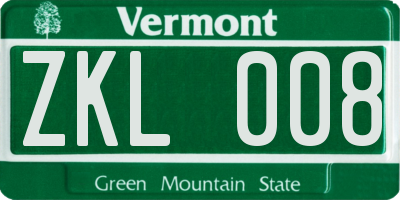 VT license plate ZKL008