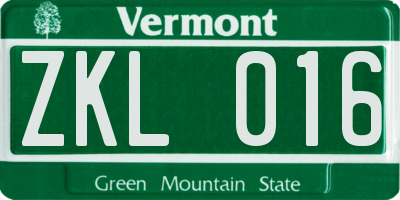 VT license plate ZKL016