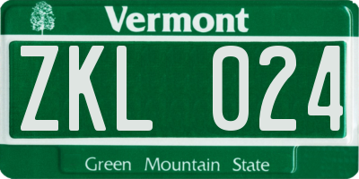VT license plate ZKL024