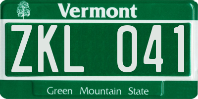 VT license plate ZKL041