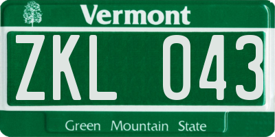 VT license plate ZKL043